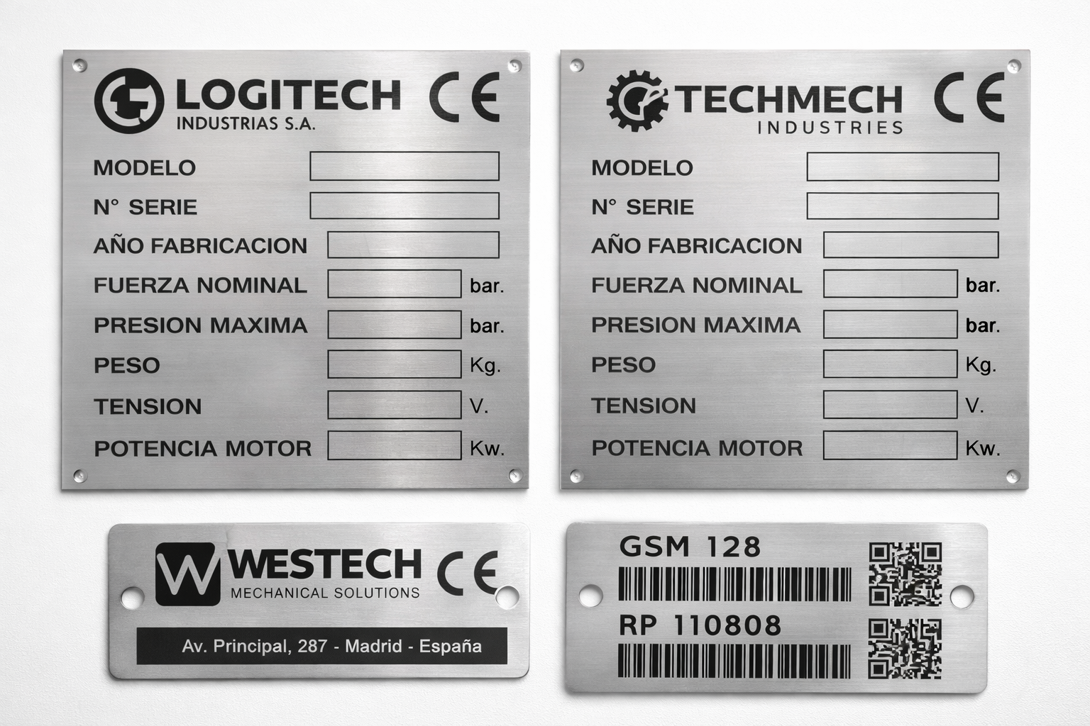 Placas para maquinaria