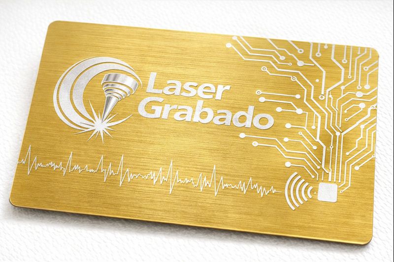 Tarjeta metálica dorada con NFC